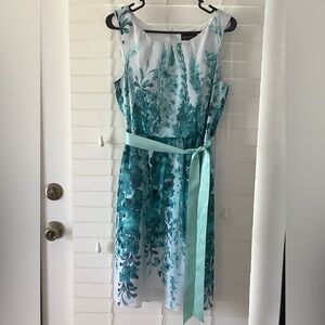 Connected Apparel Floral Teal Dress Size 10
